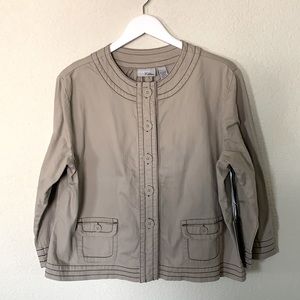 Chico’s 3/4 Sleeve Beige Denim Jacket NWT
